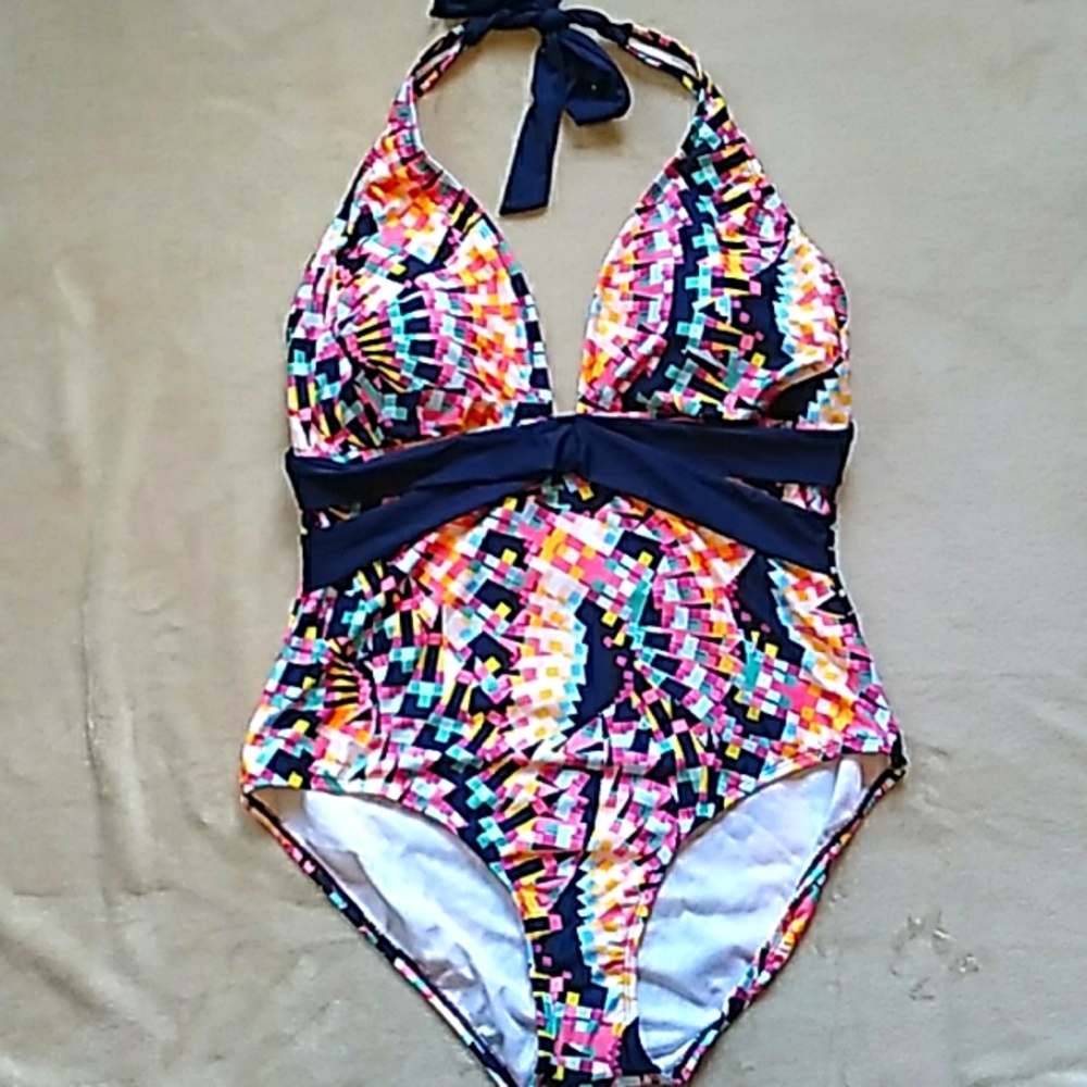Clean Water Multicolor Halter One Piece Swimsuit